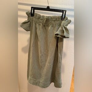Anthropologie Off the Shoulder sage green gauze dress